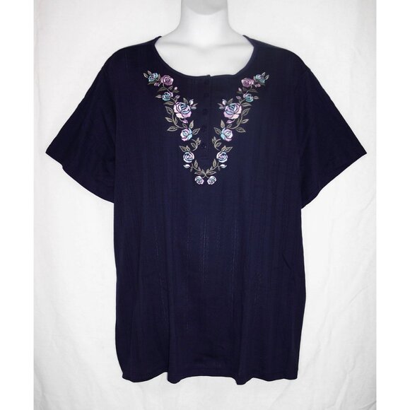 NEW Woman Within 38/40 5X Floral Embroidered 7 Day Pointelle Knit Tunic Top - Picture 2 of 11